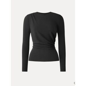OGL Eco-Mousse Crewneck Top Ruched Side Long Sleeve Black Size 2XL Stretch Soft